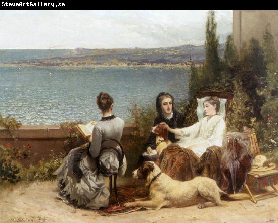 unknow artist Les dames de lete avec leur chien